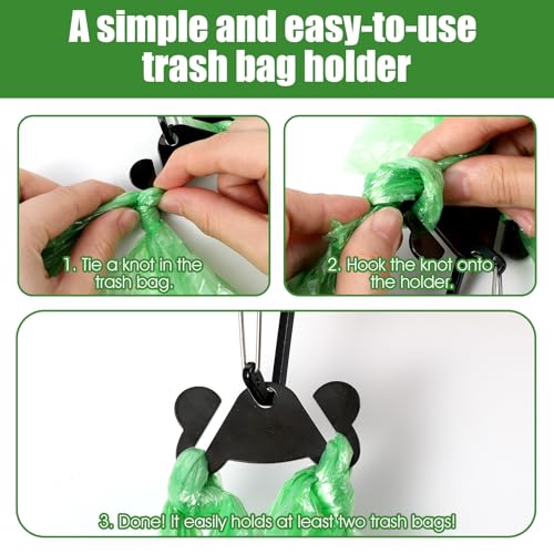 3 PCS Dog Poop Bag Holder, Waste Holder for Dispenser Carrier, Leash Pet Waste Bag Reusable Fastener Straps for Leash or Backpack Attachment Black Holders