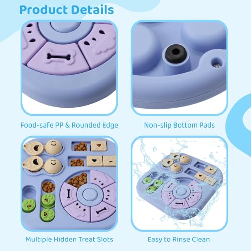 Dog Puzzle Toy, 4 in 1 Interactive Slow Feeder with Treat Dispensing Pet Enrichment Board, Mental Stimulation Food Puzzle, Non Slip Design