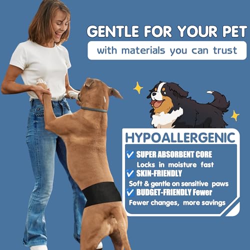 LeapSheep Dog Diaper Liners Pee Pads for Male and Female Dogs, Dog Period Pads, Super Soft Absorbtion Dog Booster Pads Fits Belly Bands, Wraps and Washable Doggy Diapers Female (L, 20) - size: Large