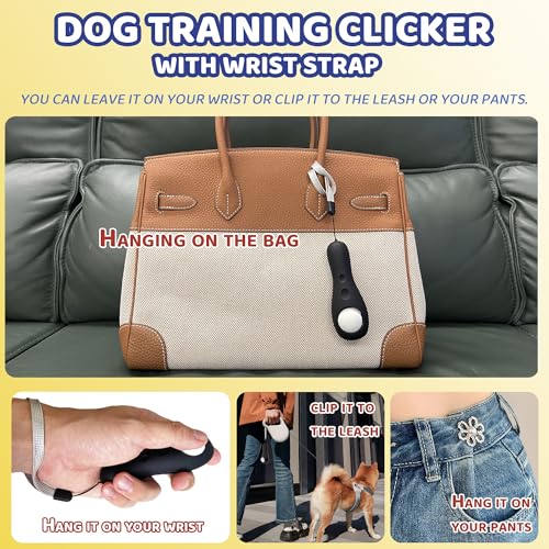 Dog Training Clickers with Wrist Strap, Training Clicker for Pet Like Dog Cat Horse Bird Dolphin Puppy, Big Buttons and Loud Sound (Black) - color: Black