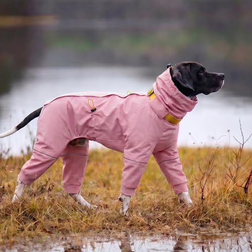 Kouser Waterproof Full-Body Coverage Dog Raincoat, Pink XS | Dog Raincoat with Reflective Stripes, Adjustable Dog Rain Jacket with Leash D-Ring, Hooded Poncho for Small Medium Large Dogs - color: Pink, size: X-Small(Back Length:9.84")