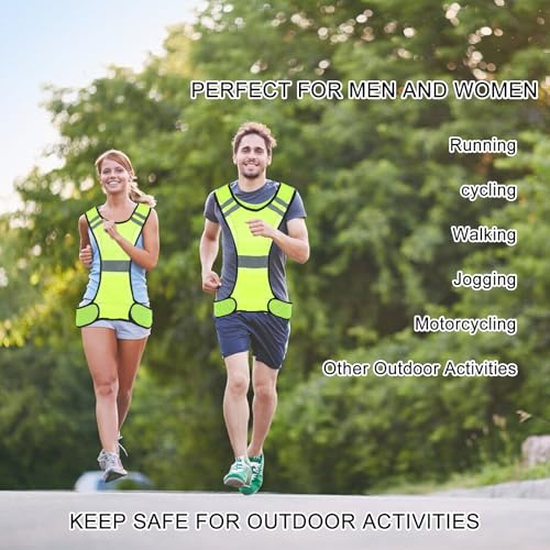 Ptwola Reflective Running Vest High Visibility Running Gear with Large Pocket Night Lightweight Reflective Safety Vest - color: Green