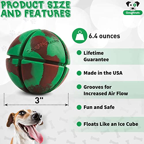 Goughnuts – Virtually Indestructible Ball - Guaranteed Dog Chew Toys for Aggressive Chewers Like Pit Bulls, German Shepherds, and Labs from 30-70 Pounds - Tough and Durable Natural Rubber - Green - color: Green Ball