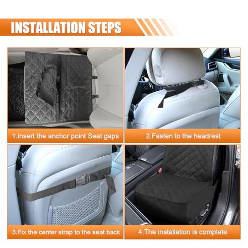 ZIMISI Dog Car Seat Cover, Waterproof & Scratch Proof Car Seat Protector with Side Flaps, Nonslip Front Car Seat Covers with Safety Belt, Universal Dog Mat for Cars, SUVs, Trucks (Black) - color: Black