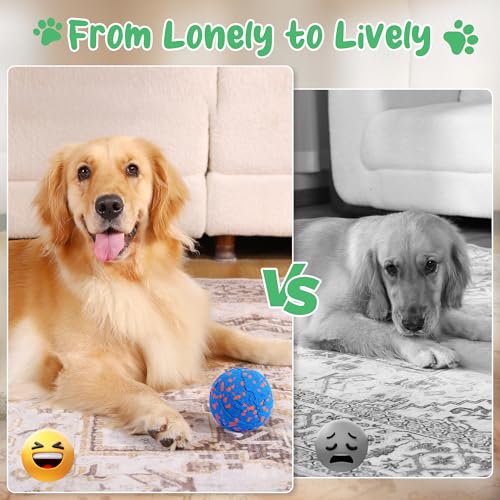 Smart Interactive Dog Toys,Vibrating Dog Ball,Pet Bounce Ball for Dogs (Small & Large),Chew-Proof Shell,Automatic Moving/Bouncing/Rotating, E-TPU Material,Ip68 Waterproof - color: Blue