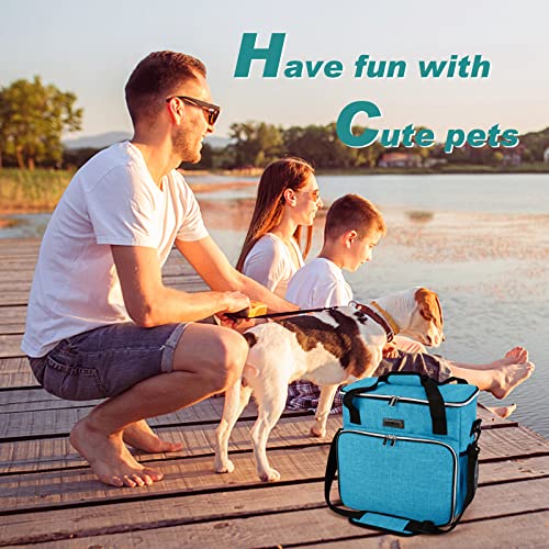 BAGLHER Dog Travel Bag, Pet Travel Bag (ALL Pet Travel Supplies), With 2 Pet Food Containers and 2 Collapsible Silicone Bowls; Essential Kits for Pet Travel Sky Blue - color: Sky Blue, size: Medium