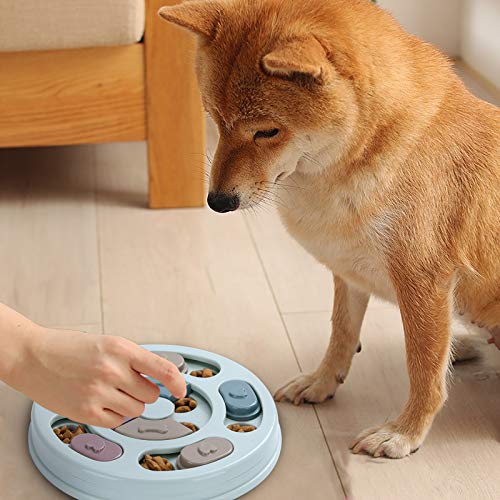 DR CATCH Dog Puzzle,Dogs Food Toys for IQ Training & Mental Enrichment,Dog Treat Puzzle(Blue) - color: Dark blue, size: 9.44" x 9.44" x 1.14"