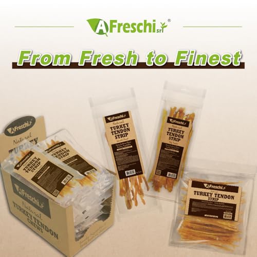 A Freschi srl Turkey Tendons for Dogs, USA-Sourced Human Grade, Rawhide-Free Long-Lasting Puppy Chews, All Natural Hypoallergenic Dog Treats for Small Breeds, 3.53 oz Pack Strips - size: 3.53 Ounce (Pack of 1)