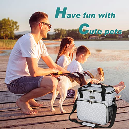 BAGLHER Dog Travel Bag, Pet Travel Bag (ALL Pet Travel Supplies), With 2 Pet Food Containers and 2 Collapsible Silicone Bowls; Essential Kits for Pet Travel DLwhite - color: DLwhite, size: Medium