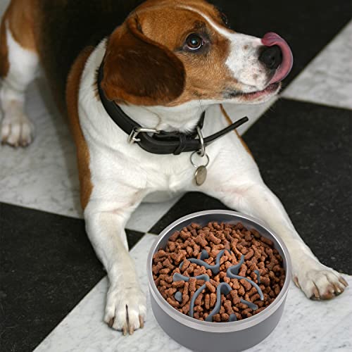 Jaoul Slow Feeder Dog Bowls Insert, Puzzle Slow Feeder Insert with 51 Octopus Suction Cups for Medium Large Size Dog Food Bowl Over 6.5" Wide (Grey) - color: Grey, size: Large(5.5 inch)