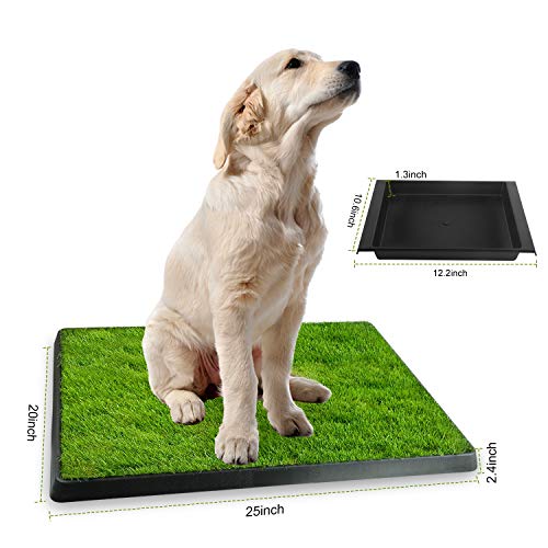 Dog Litter Box, Artificial Grass for Dogs Potty with Tray, Fake Grass Patch for Dogs Indoor and Outdoor Use, Puppy Training Pad, Best for Medium and Small Dog, by GPCT