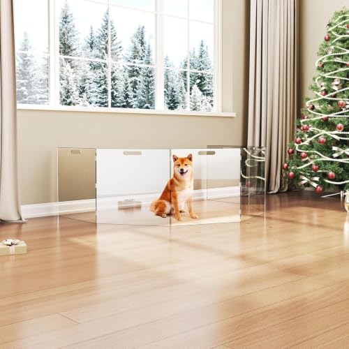 Acrylic Pet Playpen Gate for The House Doorways, Acrylic Pet Gate for Dogs, Freestanding, Clear (6 Panel) - size: 6 Panel