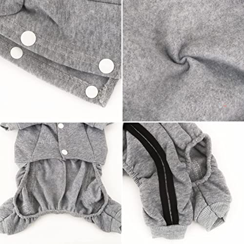 Dog Hoodie Security Clothes 4 Legs Jumpsuit Sweatshirt Soft & Warm Dog Outfit Pullover Dog Winter Clothes Sweater for Small Medium Large Dogs (Gray, X-Small) - color: Grey, size: X-Small