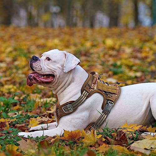 Tactical Dog Harness With Handle, X-Large, Desert Camouflage 900D Nylon Vest. No Pull Breathable Harness With Adjustable Straps and Quick-Release Buckles - size: X-Large
