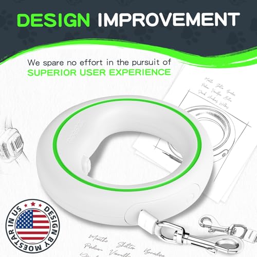 UFO Retractable Dog Leash Hands Free Wearable Laisse Chien with Poop Bag Holder One-Handed Brake Pause Lock 360° Tangle Free 10 ft Strong Nylon Tape Dog Leash for Up to 66lbs Medium Small Dogs - color: Green