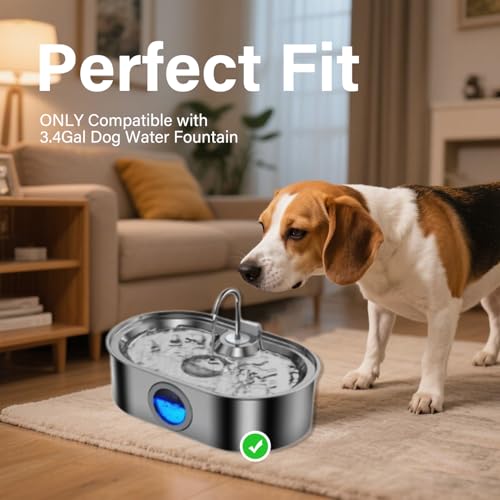 16+16 Pack Replacement Filters Compatible with 3.4Gal Dog Water Fountain, 6 Month Set for Large Dogs Water Bowl Dispenser, Includes 16 Filters & 16 Sponges