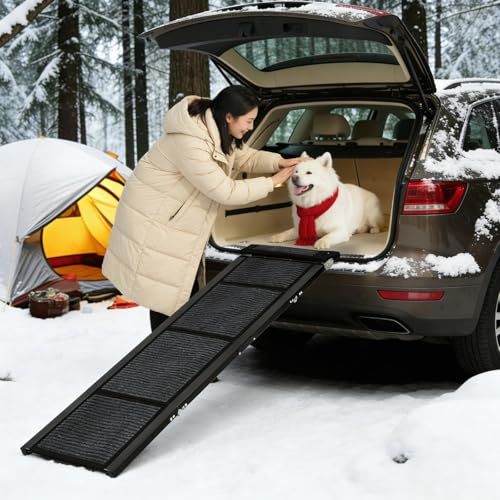 Garvee 20" Extra Wide Folding Dog Ramp for Car, 63" Long Heavy Duty Non-Slip Portable Pet Ramp, Large Dogs Up to 250 lbs, Outdoor & Indoor Use - size: 63" × 20"