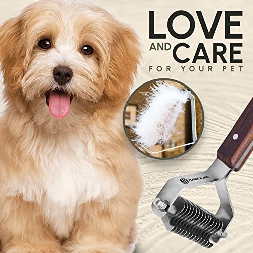 Flamia & Jabz Undercoat Rake for Dogs & Cats, Dematting Grooming Stripper Tool (14 Blades) - size: 14 Blades