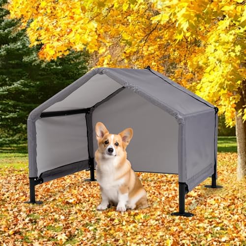 Dog Tent Shade Shelter Outdoor for Small Medium Dogs, Waterproof Sun Protection Pet House for Dogs, Small Animals and Livestock, Pet Canopy with Upgraded Doors and Ground Nails 29.5 * 25.6 inches