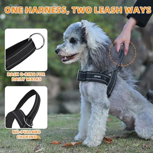 KOOLTAIL No Pull Small Dog Harness with Soft Padded and Handle, Easy Walk Puppy Vest Harness Neck & Chest Adjustable, Reflective & Lightweight Escape Proof Breathable Mesh Medium Pet Harness, Black S - color: Black, size: Small