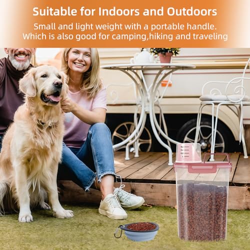 LEAWALK Airtight Small Cat Dog Pet Food Storage Containers BPA Free, with Large Pour Spout/1 Measuring Cup/ 4 Safety Locks and Double-layer Silicone Strip (Clear Pink, 3L-1pack) - color: Clear Pink, size: 3L-1pack