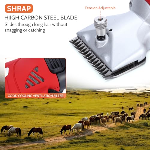 DUCKBOY Cordless Horse Clipper, Rechargeable Battery Powered Animals Shears Grooming Tools for Shaving Fur Wool Tool, Large Livestocks, Llamas, Cattle, Alpacas, Thick Coat Animals Trimmer - size: Cordless 250 W
