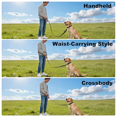 Dog Leash with Adjustable Waist Belt for Running, Crossbody Style for Hands-Free Walking Handheld Dog Walking Leash