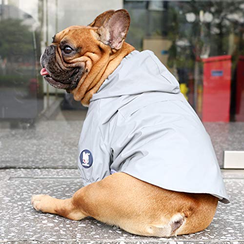 iChoue Dog Cold Weather Coats Reflective Safety Jackets Water Resistant Raincoats All Made Up of High Reflection Fabric Keep Dogs Visible for French English Bulldog Bully Pitbull - Silvery, Small - color: Silver, size: Small ( 5 - 15 lbs )