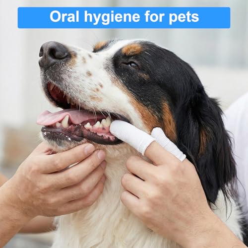 25Pcs Cat & Dog Toothbrush Soft Fabric Pet Finger Toothbrush Kit Washable & Reusable Oral Cleaning Wipes for Puppies Kittens at Home Dental Care (White and Clear)