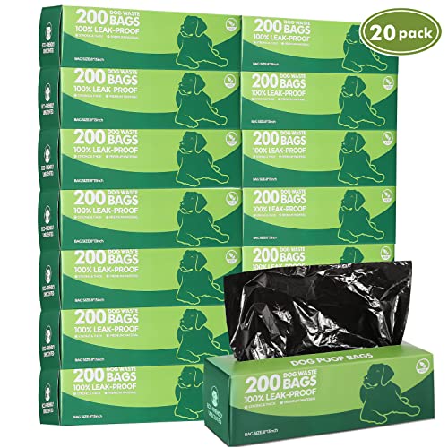 Sherr 20 Boxed Rolls 4000 Counts Dog Poop Bags Bulk Leak Proof Dog Waste Bags Universal Pet Doggy Waste Poop Box for Puppy Pets Outdoor Walking and Travel, 20 Rolls of 200(Black) - color: Black