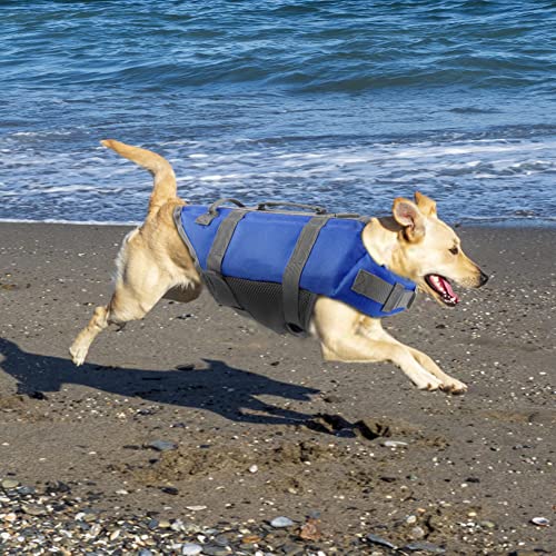 EMUST Dog Life Vests, Adjustable Pet Life Jacket with Rescue Handle, Dog Flotation Vest for Small/Medium/Large Dogs, XS, Royal Blue - color: Royal Blue, size: XS