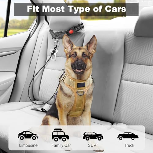 Dog Seat Belt for Car,Chew Proof Dog Car Seat Belt,2 in 1 Car Harness for Dogs Safety Seat Belt,Heavy Duty Pet Seat Belt for Medium & Large Dogs Chewer - size: 2 Pack(Black)