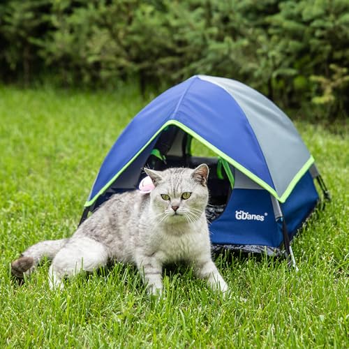 GDanes Blue Cat Tent, Large Cave Bed for Indoor Cats and Small Dogs with Soft Pad - 22" x 22" x 16" - color: Blue