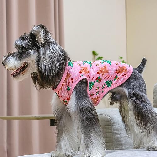 CuteBone Dog Shirts 2-Pack Soft Pet Clothes Breathable Summer Vest for Small Puppy and Stretchy Cat Apparel - color: Gingerbread man&reindeer, size: Small