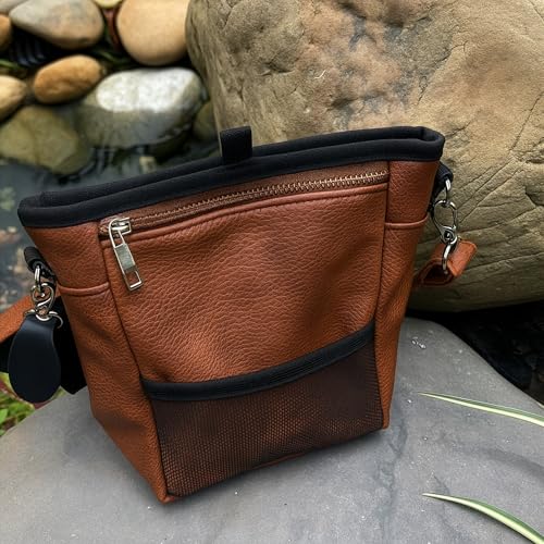 OtterPets Large Dog Treat Pouch PU Leather with Clicker, Magnetic Clasp, Fits All Phones, 4 Cups, Hands-Free Pouches for Dog Training Treat Pouch, Built in Poop Bag Holder