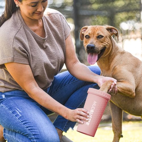 Dexas MudBuster Large Dog Paw Cleaner, Blush, Fits 2.5"-3.5" Wide Paws, Gentle Silicone Bristles for Quick, Easy Cleaning - color: Blush, size: Large without Lid