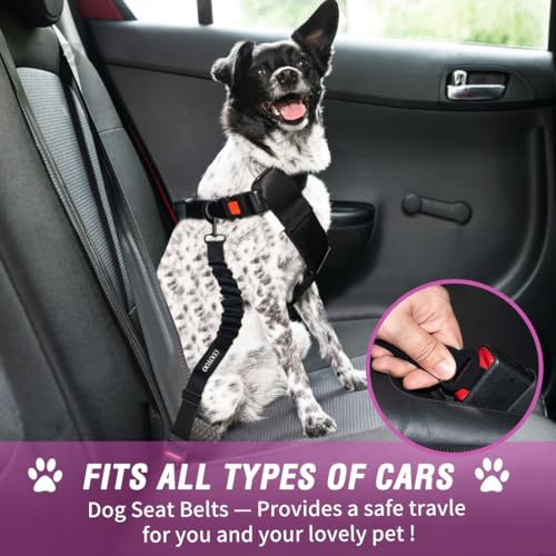 COOYOO Dog Seat Belt, Durability Retractable Dog Car Harness Adjustable Dog Seat Belt for Vehicle Nylon Pet Safety Seat Belts Heavy Duty & Elastic - color: Set 01 Pack C-Pink