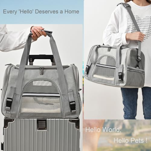 Dog Cat Carrier Soft for Small Pet Up to 16 Lbs TSA Airline Approved Travel Carrier Collapsible Puppy Car Mesh Bag 17.5 * 10.2 * 11.4 inch - Grey - color: Grey