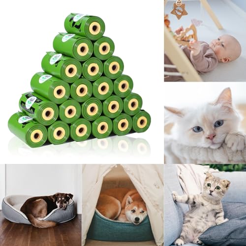 ECO-CLEAN Dog Poop Bags with 3 Bags Left Indicator - 360 Count Extra Thick and Leak Proof Pet Waste Bags with 1 dispenser, Unscented - color: Green with Indicator