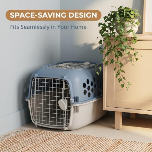 Small Dog Crate 25 lbs, 2 Door Portable Travel Kennel, Blue | Designed for Real-Life Everyday Use;Helps Build Better Pet Behavior Habits;Reduces Owner Stress in Busy Moments