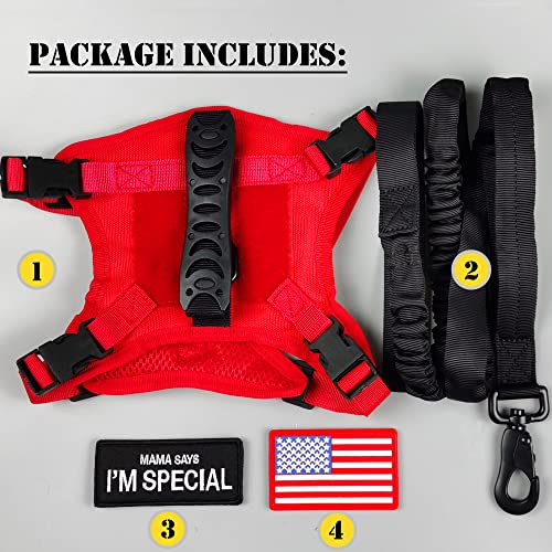 Tactical Cat Harness and Leash for Walking Escape Proof, Adjustable Military K9 Pet Vest Harness Easy Control for Large Cat, Puppy and Small Dog (Red) - color: Red