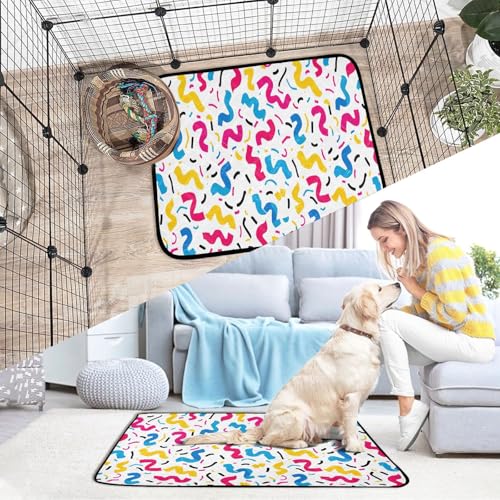 Qilmy Colorful Ribbons Pet Mat, Waterproof Reusable Dog Training Pad Anti-Slip Pet Creat Pad for Small Medium Large Dogs and Cats - size: Smallx3