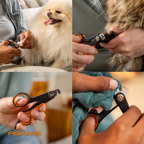Fiskars Pet Small Pet Nail Clippers, Cat and Dog Nail Trimmers for Grooming, Pet Supplies with Precision Stainless Steel Blades & SoftGrip Handle, 4.25”, Orange/Black - size: Small
