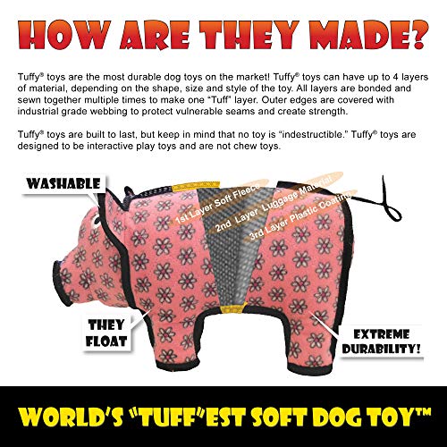 TUFFY - World's Tuffest Soft Dog Toy - Dinosaur Stegosaurus- Squeakers- Multiple Layers. Made Durable, Strong & Tough. Interactive Play (Tug, Toss & Fetch). Machine Washable & Floats - color: Purple Stegosaurus Dinosaur