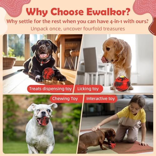 Dog Toys for Boredom - Frozen Treats, Refillable Freezable Dogs Food, Reduces Anxiety Chew Toy, Easy to Clean, Treats Dispensing, 4-in-1 Enrichment - color: Red