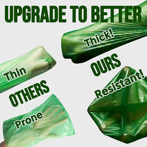 Ultra Thick & Deep RockRhino Dog Poop Bags for Large & XL Breeds | 4-Layer Interlocked Bottom | 100% Home Compostable, 0% Plastic | Vanilla-Scented | 60 Bags, Easy Open Tie Handles, Not for Scooper - size: 60 Count (Pack of 1)