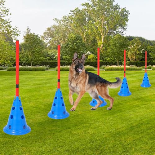 OUTLANE Dog Agile Set with Cones & Hurdles - Portable Puppy Obstacle Course Equipment for Training, Includes Storage Bag & 4 Adjustable Heights Obstacle