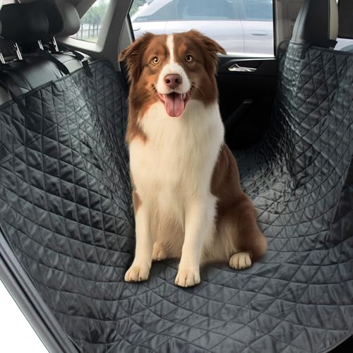 Large Dog Car Seat Cover for Back Seat, Universal Fit Bench Car Seat Cover, Waterproof Dog Hammock for Car with Adjustable Straps, Durable Seat Protector for Cars, Trucks & SUVs, Black - size: 51''x57''