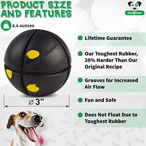 Goughnuts – Virtually Indestructible Ball - Guaranteed Dog Chew Toys for Aggressive Chewers Like Pit Bulls, German Shepherds, and Labs from 30-70 Pounds - Toughest and Durable Natural Rubber - Pro 50 - color: Black 50 Toughest Ball