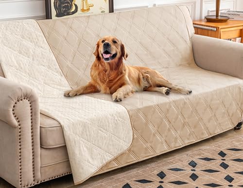 Ameritex Waterproof Dog Bed Cover Pet Blanket with Anti-Slip Back for Furniture Bed Couch Sofa - color: Beige, size: 30x70 Inch (Pack of 1)